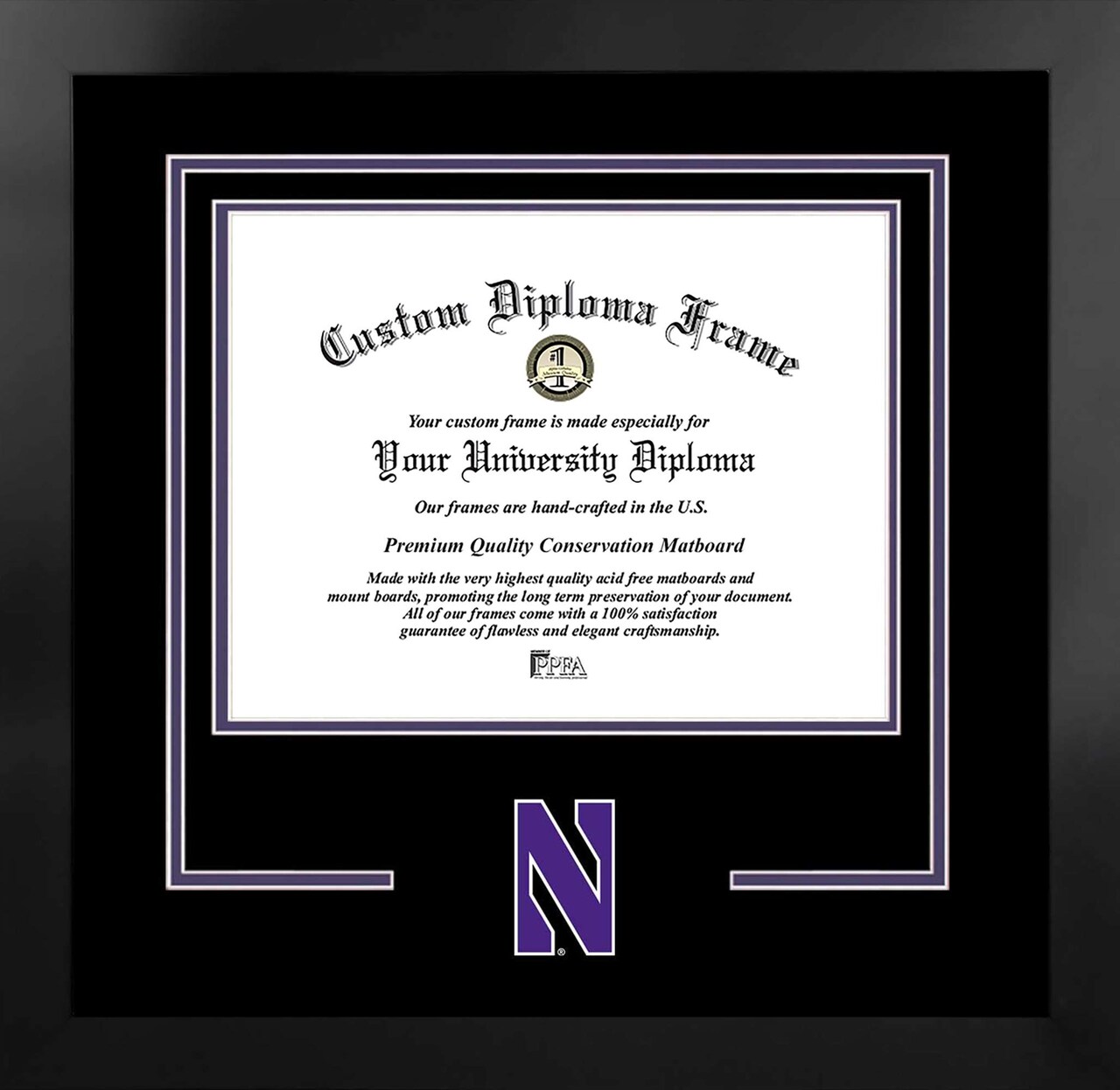 Northwestern University 11w x 8.5h Spirit Diploma Manhattan Black Frame with Bonus Campus Images Lithograph (value savings $59)